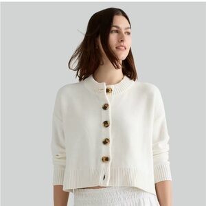 Quince 100% Organic Cotton Cropped Cardigan Medium